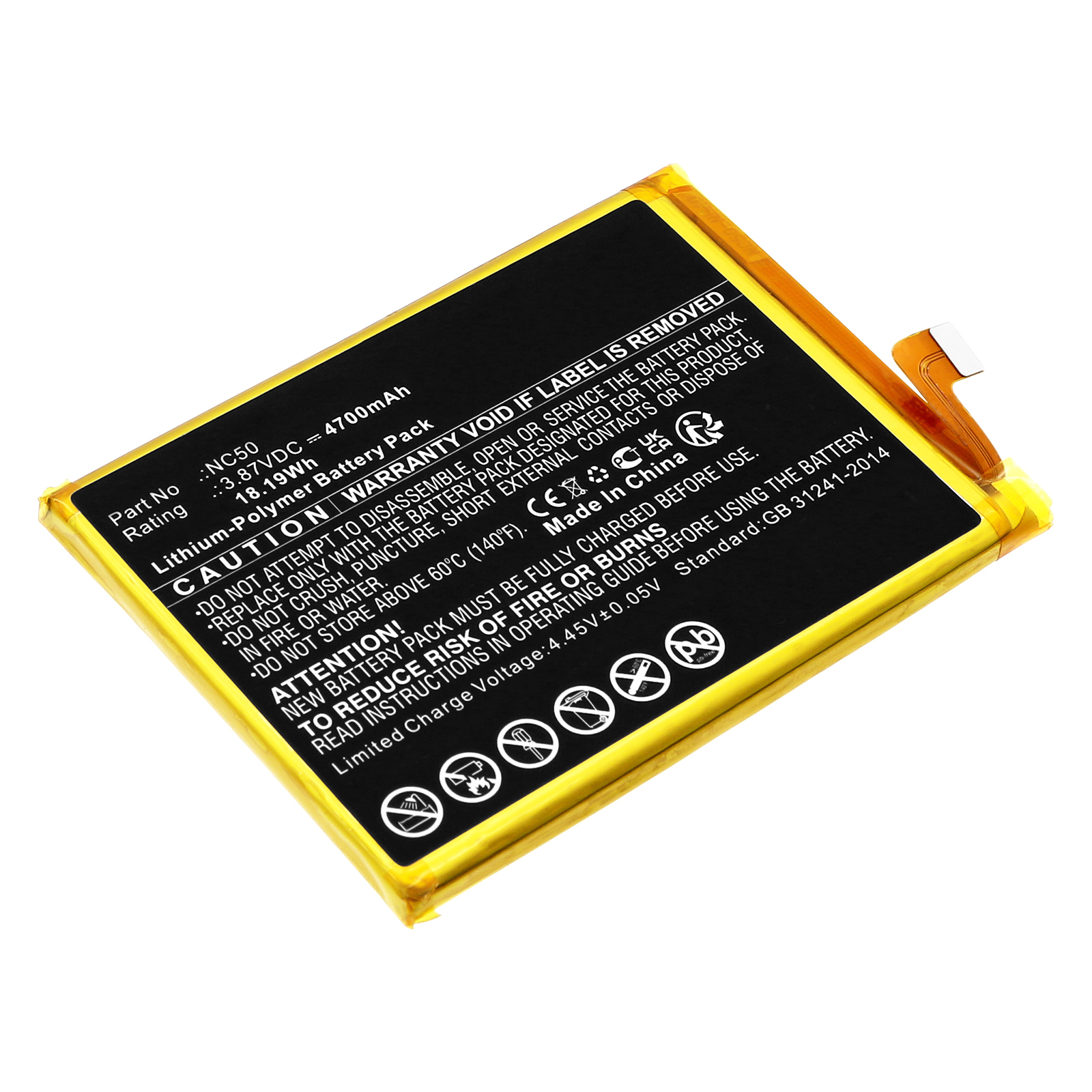 Synergy Digital Cell Phone Battery, Compatible with Motorola NC50 Cell Phone Battery (Li-Pol, 3.87V, 4700mAh)