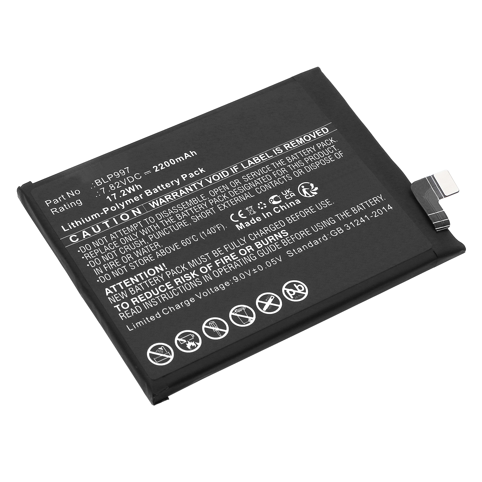 Synergy Digital Cell Phone Battery, Compatible with OPPO BLP997 Cell Phone Battery (Li-Pol, 7.82V, 2200mAh)