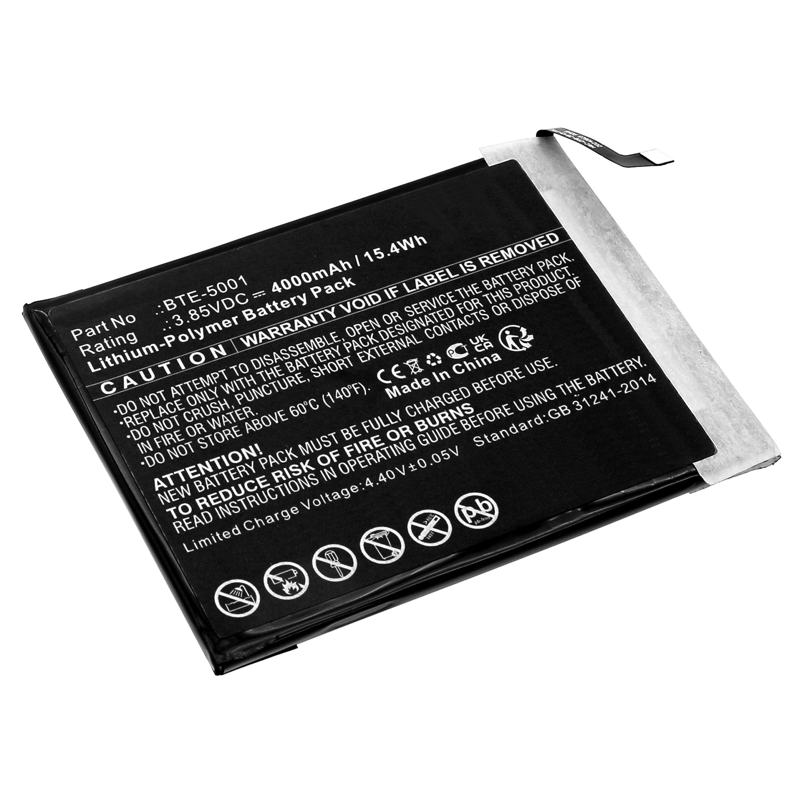 Synergy Digital Cell Phone Battery, Compatible with Orbic BTE-5001 Cell Phone Battery (Li-Pol, 3.85V, 4000mAh)