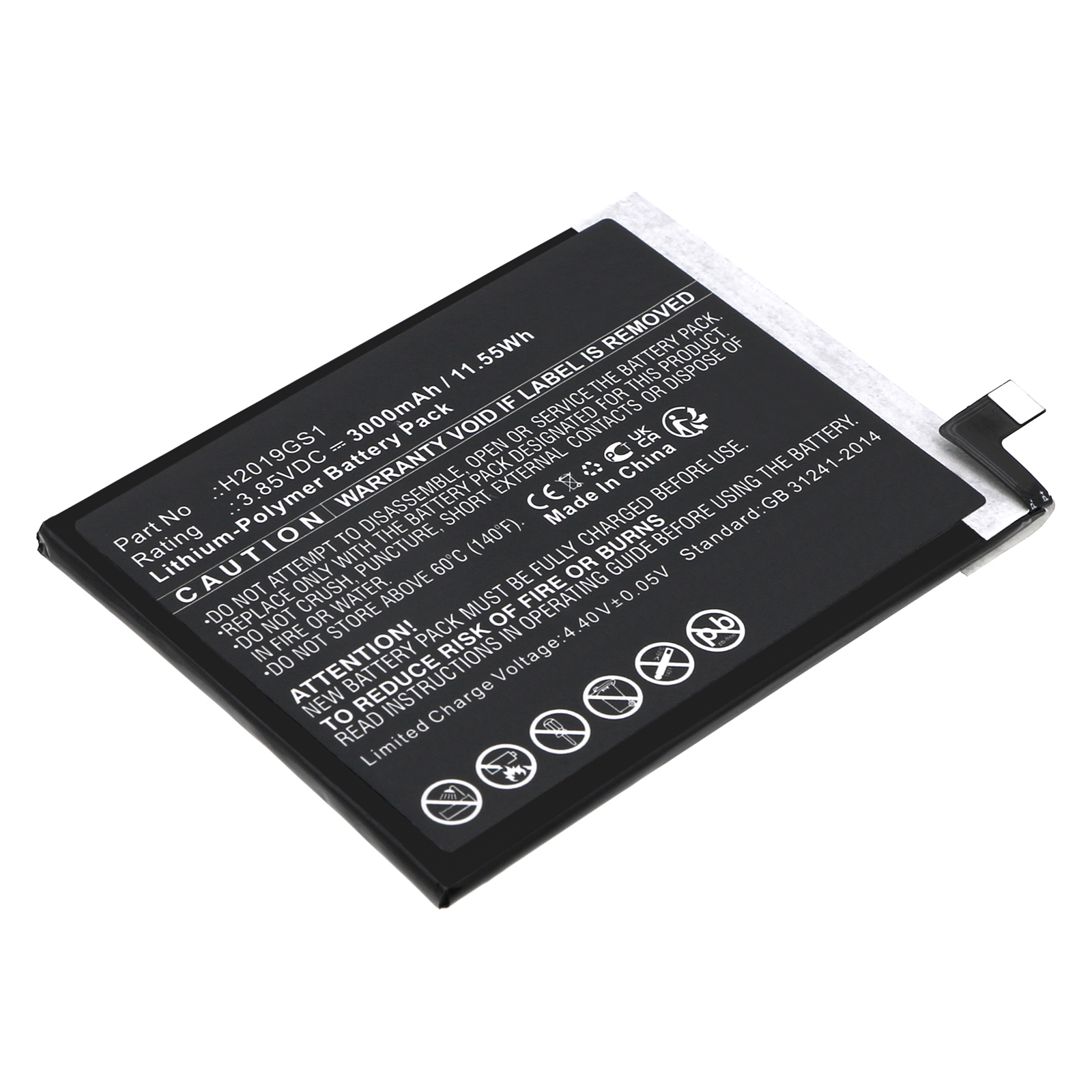 Synergy Digital Cell Phone Battery, Compatible with Verizon H2019GS1 Cell Phone Battery (Li-Pol, 3.85V, 3000mAh)