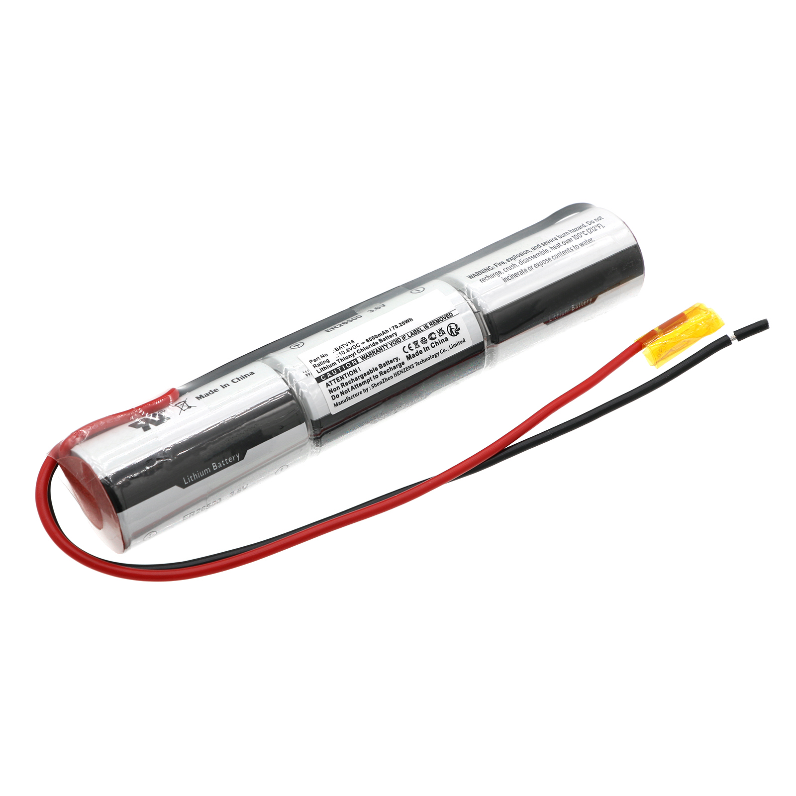 Synergy Digital Alarm System Battery, Compatible with DAITEM BATV16 Alarm System Battery (Li-SOCl2, 10.8V, 6500mAh)