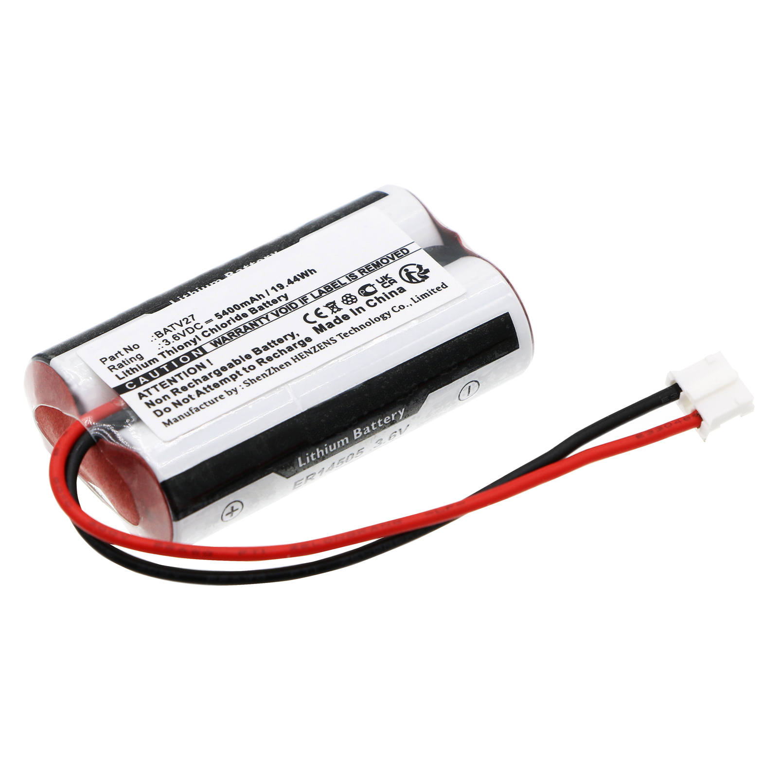 Synergy Digital Alarm System Battery, Compatible with DAITEM BATV27 Alarm System Battery (Li-SOCl2, 3.6V, 5400mAh)