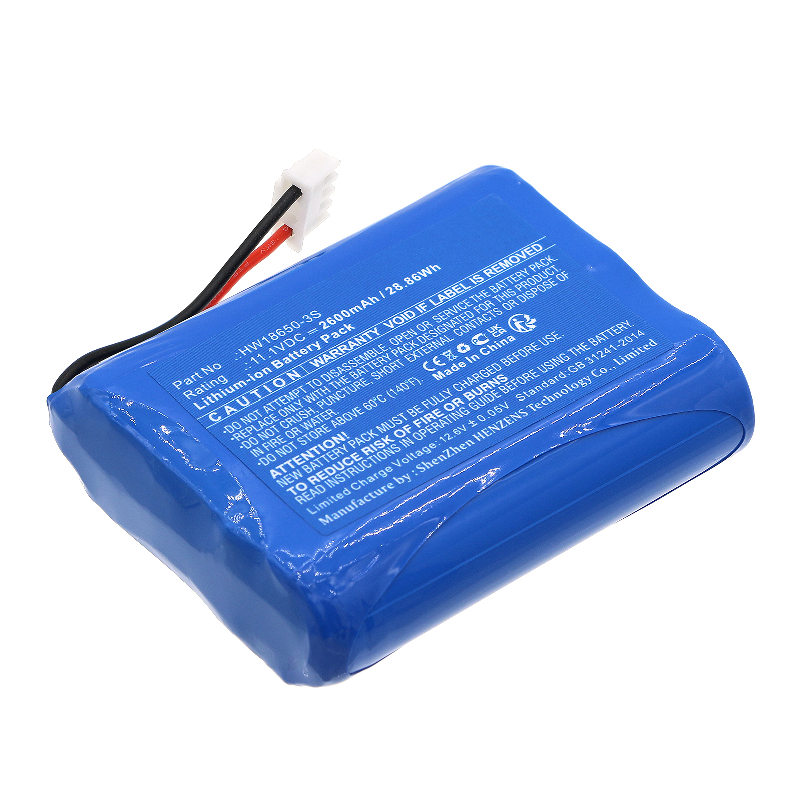 Synergy Digital Equipment Battery, Compatible with Clarke-Tech HW18650-3S Equipment Battery (Li-ion, 11.1V, 2600mAh)