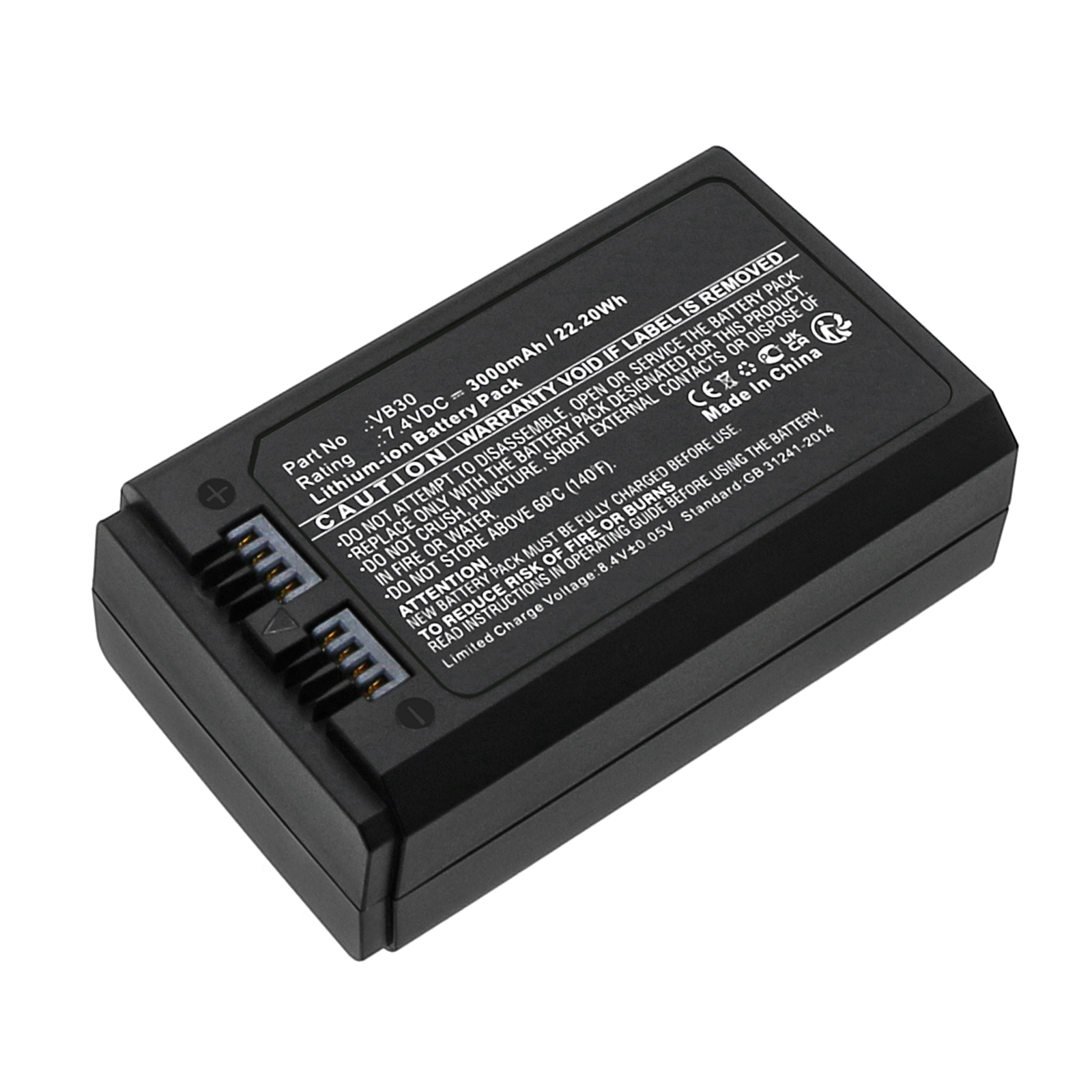 Synergy Digital Strobe Lighting Battery, Compatible with GODOX VB30 Strobe Lighting Battery (Li-ion, 7.4V, 3000mAh)