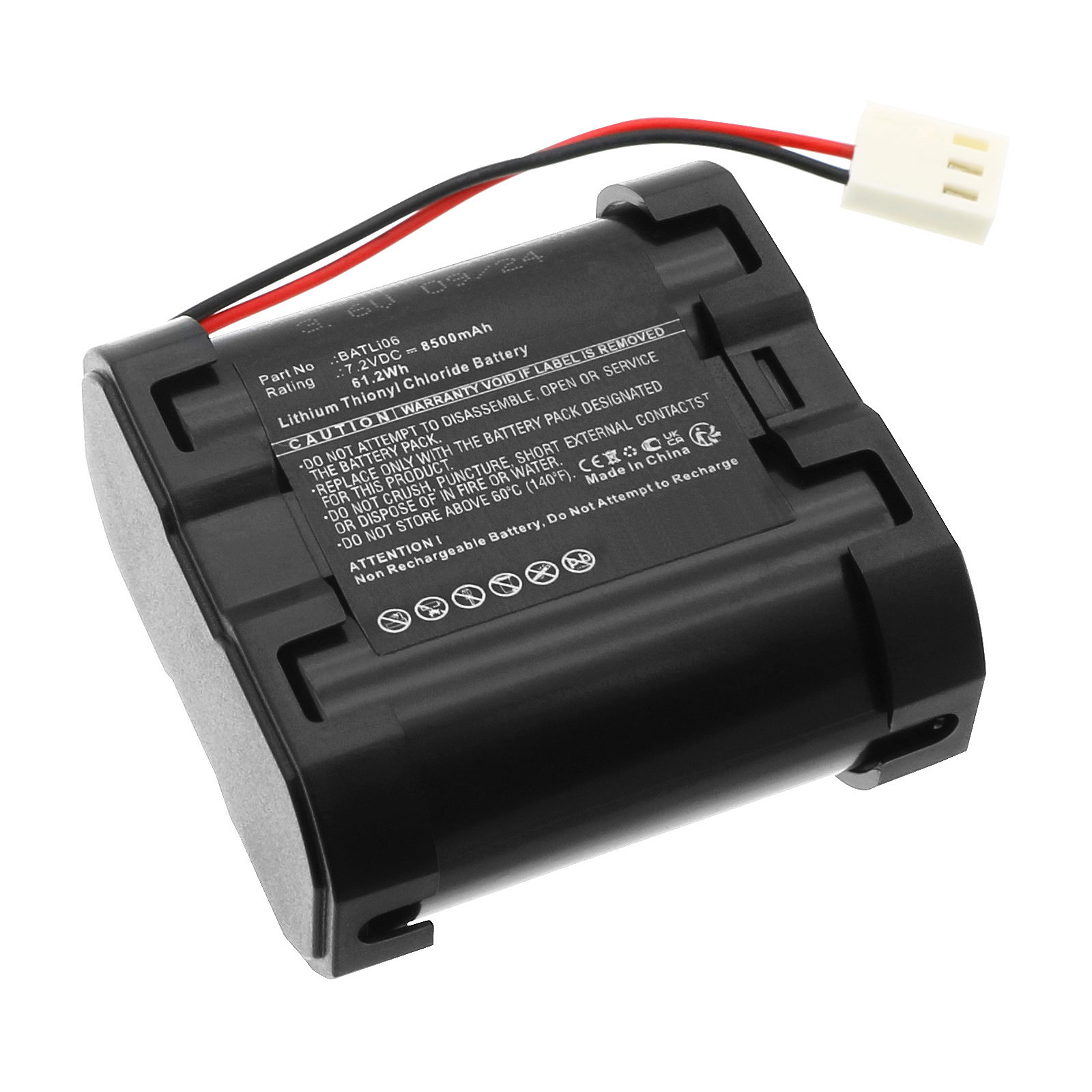 Synergy Digital Alarm System Battery, Compatible with DAITEM BATLi06 Alarm System Battery (Li-SOCl2, 7.2V, 8500mAh)