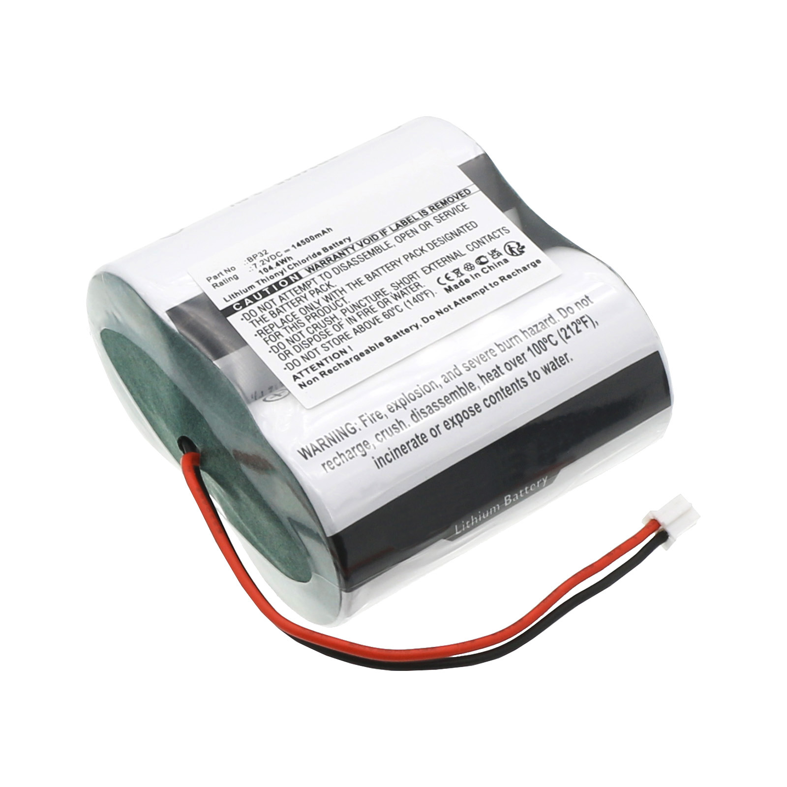 Synergy Digital Alarm System Battery, Compatible with Noxalarm BP32 Alarm System Battery (Li-SOCl2, 7.2V, 14500mAh)