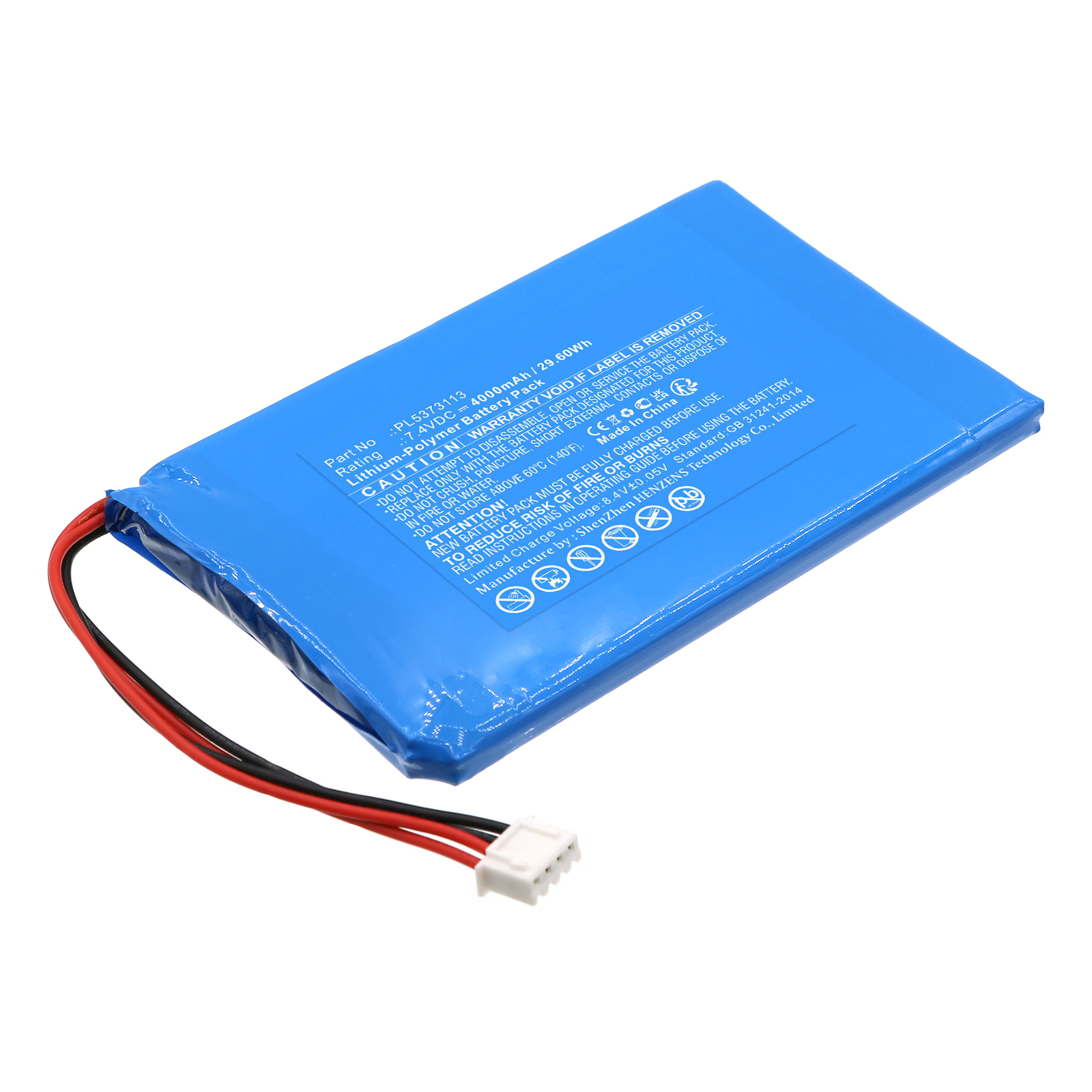 Synergy Digital Equipment Battery, Compatible with Securitytronix PL5373113 Equipment Battery (Li-Pol, 7.4V, 4000mAh)