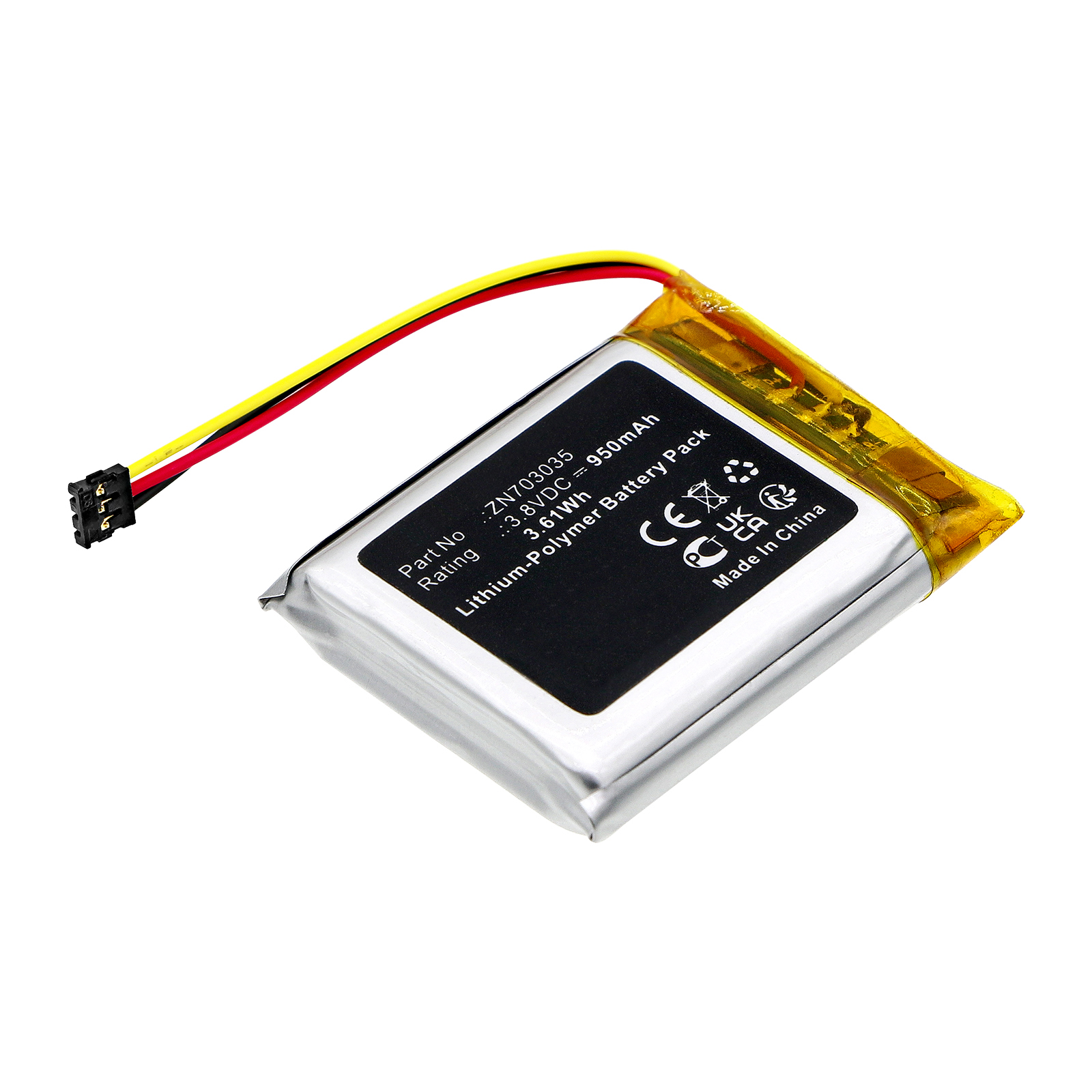 Synergy Digital Equipment Battery, Compatible with Teltonika ZN703035 Equipment Battery (Li-Pol, 3.8V, 950mAh)