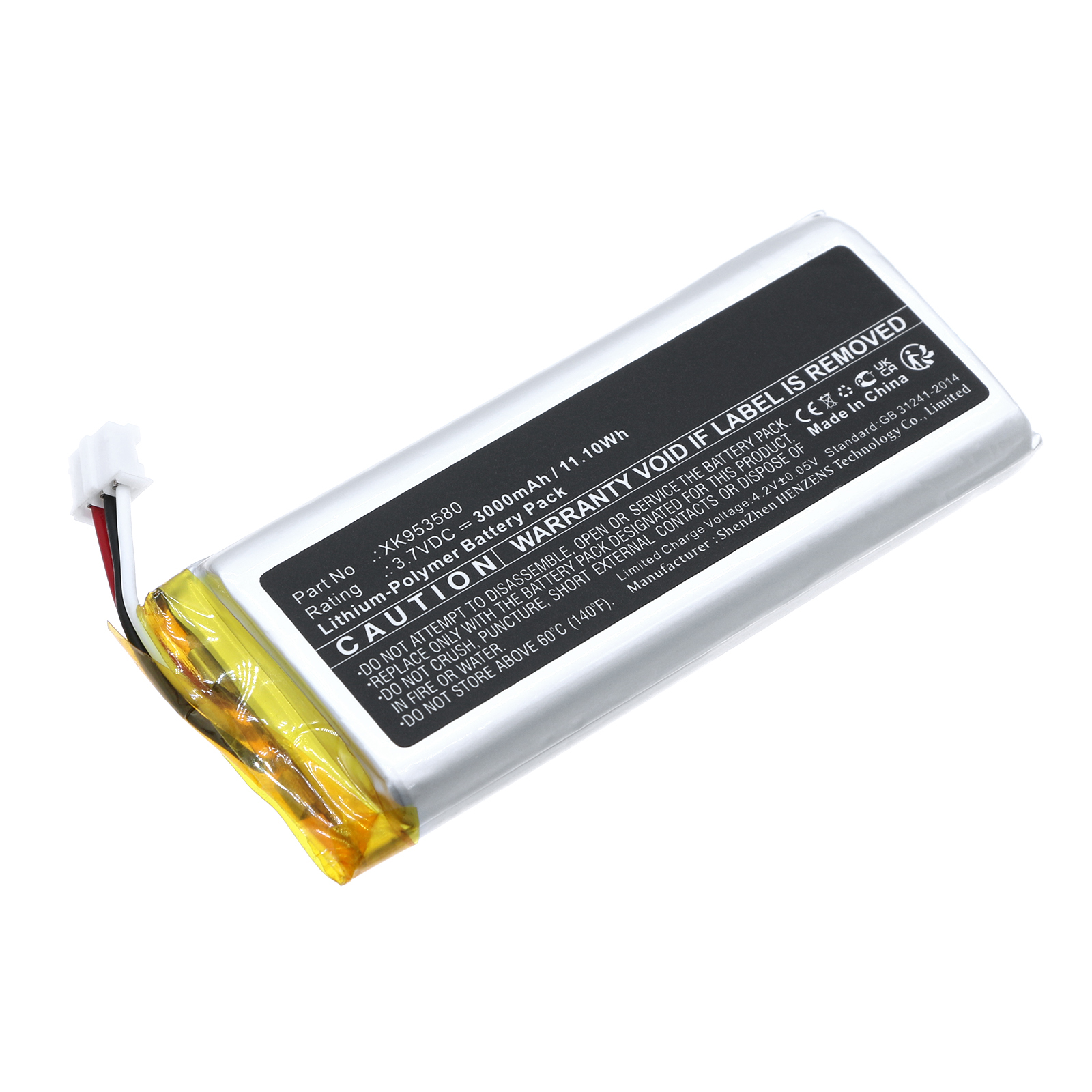 Synergy Digital Alarm System Battery, Compatible with Ajax XK953580 Alarm System Battery (Li-Pol, 3.7V, 3000mAh)