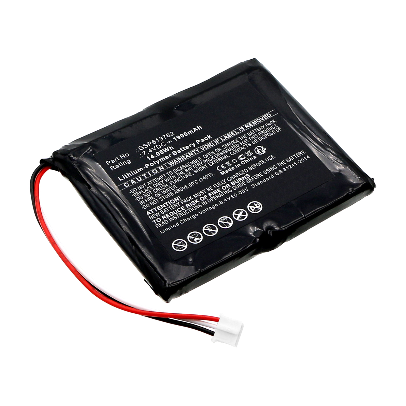 Synergy Digital DVD Player Battery, Compatible with Sencor GSP613762 DVD Player Battery (Li-Pol, 7.4V, 1900mAh)