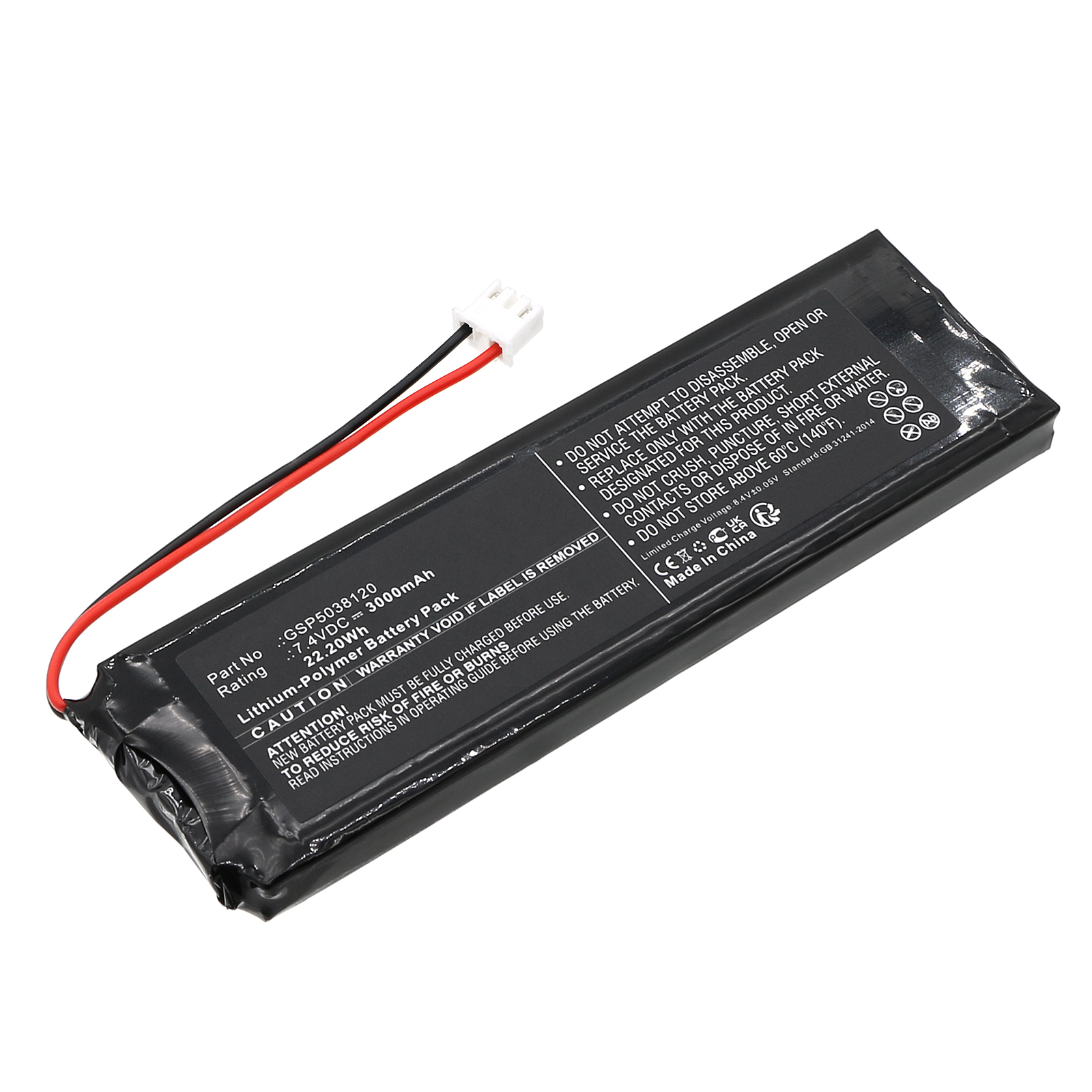 Synergy Digital DVD Player Battery, Compatible with Sencor GSP5038120 DVD Player Battery (Li-Pol, 7.4V, 3000mAh)