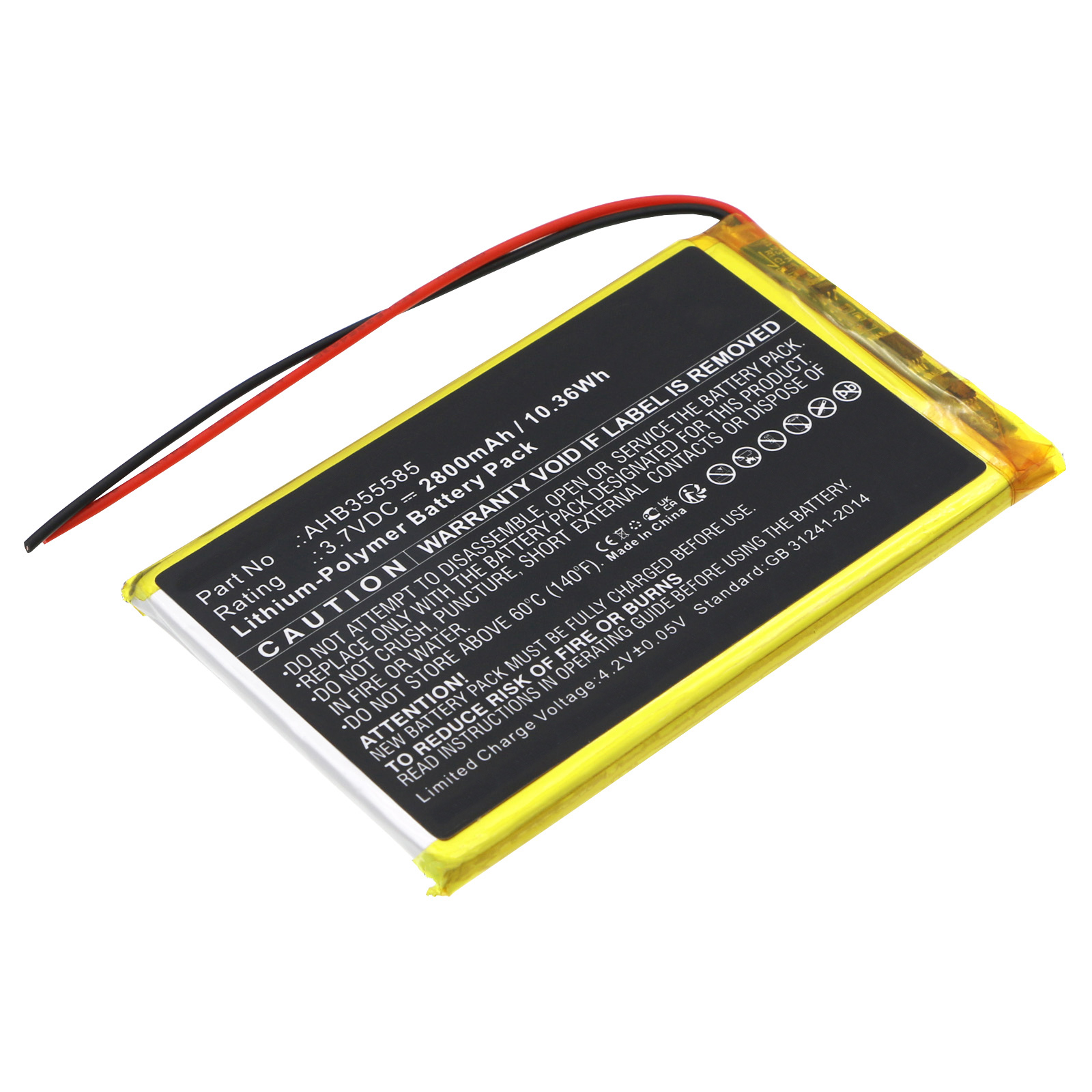 Synergy Digital Game Console Battery, Compatible with SNK AHB355585 Game Console Battery (Li-Pol, 3.7V, 2800mAh)