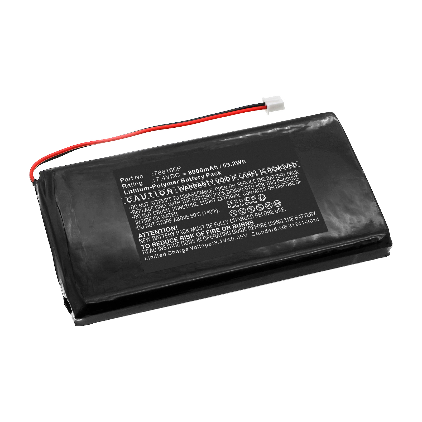 Synergy Digital Time Clock Battery, Compatible with ZKTeco 786166P Time Clock Battery (Li-Pol, 7.4V, 8000mAh)