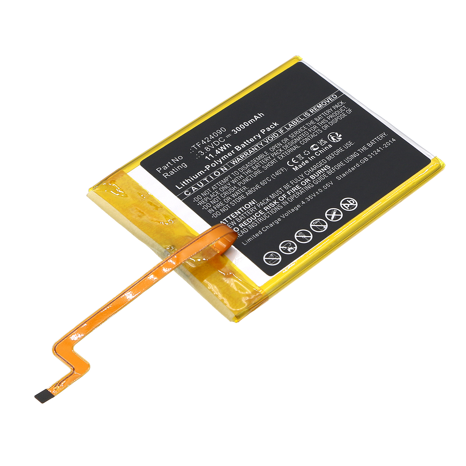 Synergy Digital Player Battery, Compatible with Apple TF424090 Player Battery (Li-Pol, 3.8V, 3000mAh)