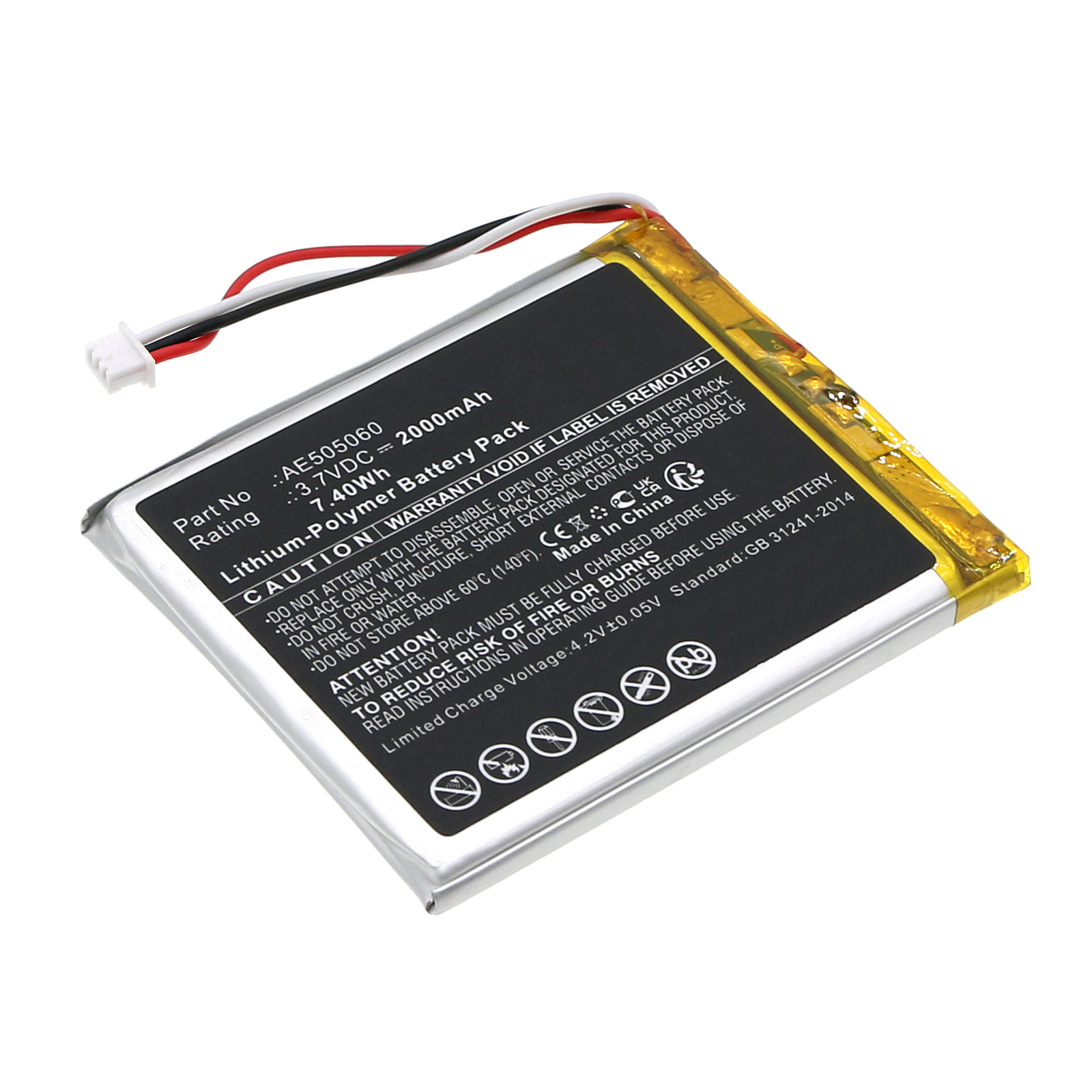 Synergy Digital Player Battery, Compatible with iPod AE505060 Player Battery (Li-Pol, 3.7V, 2000mAh)