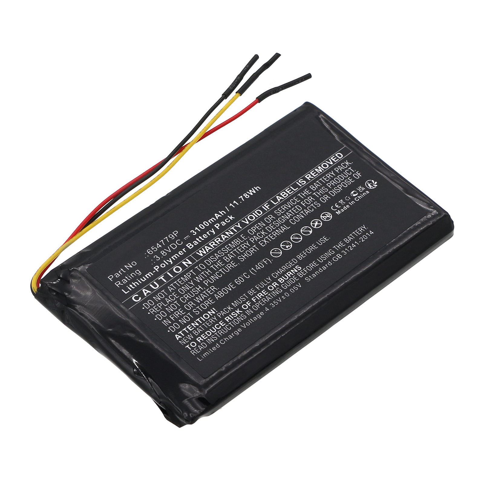 Synergy Digital Player Battery, Compatible with HiBy 654779P Player Battery (Li-Pol, 3.8V, 3100mAh)