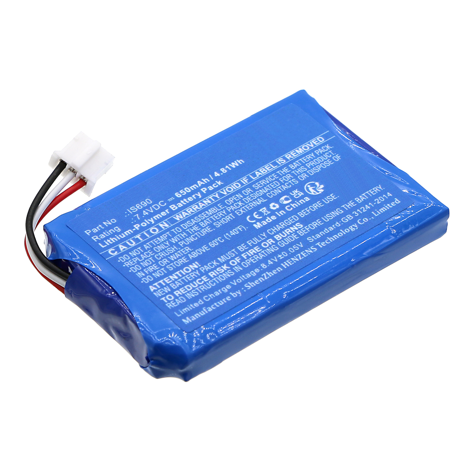 Synergy Digital Credit Card Reader Battery, Compatible with Pax IS690 Credit Card Reader Battery (Li-Pol, 7.4V, 650mAh)