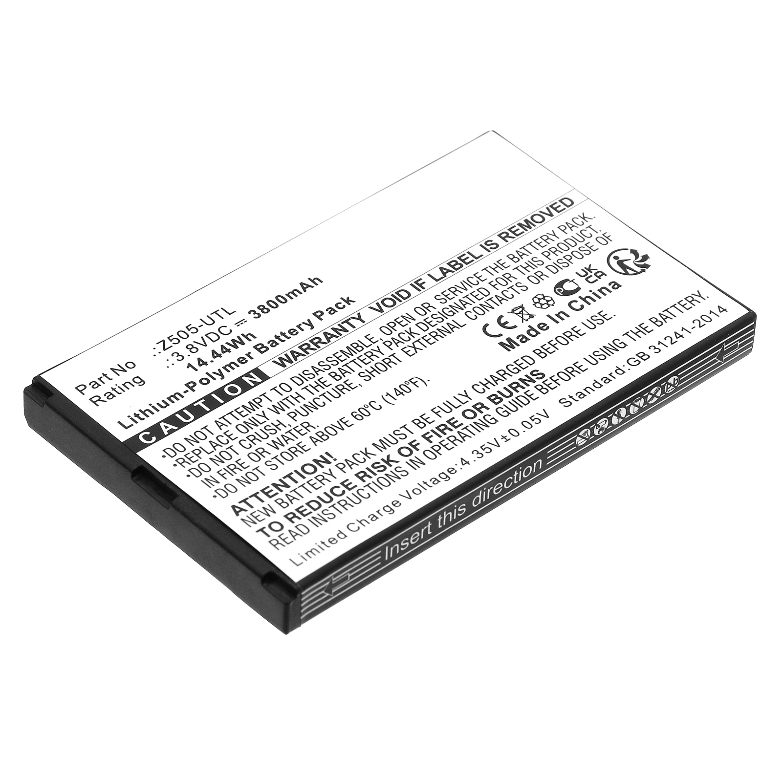 Synergy Digital Credit Card Reader Battery, Compatible with Topwise Z505-UTL Credit Card Reader Battery (Li-Pol, 3.8V, 3800mAh)