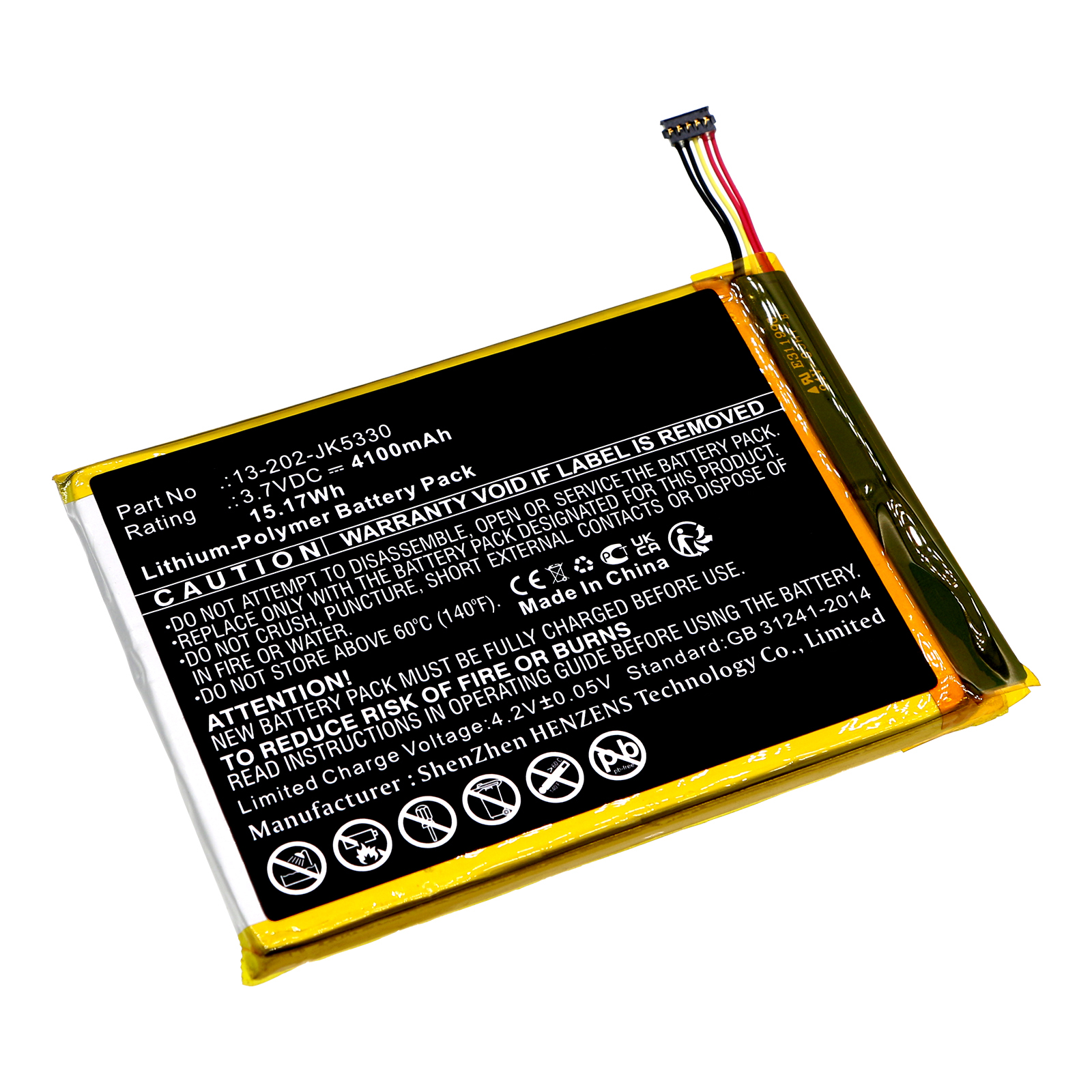 Synergy Digital Tablet Battery, Compatible with Advantech 13-202-JK5330 Tablet Battery (Li-Pol, 3.7V, 4100mAh)