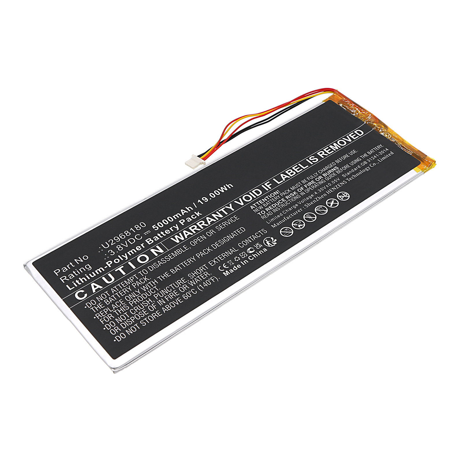 Synergy Digital Tablet Battery, Compatible with ONN U2968180 Tablet Battery (Li-Pol, 3.8V, 5000mAh)