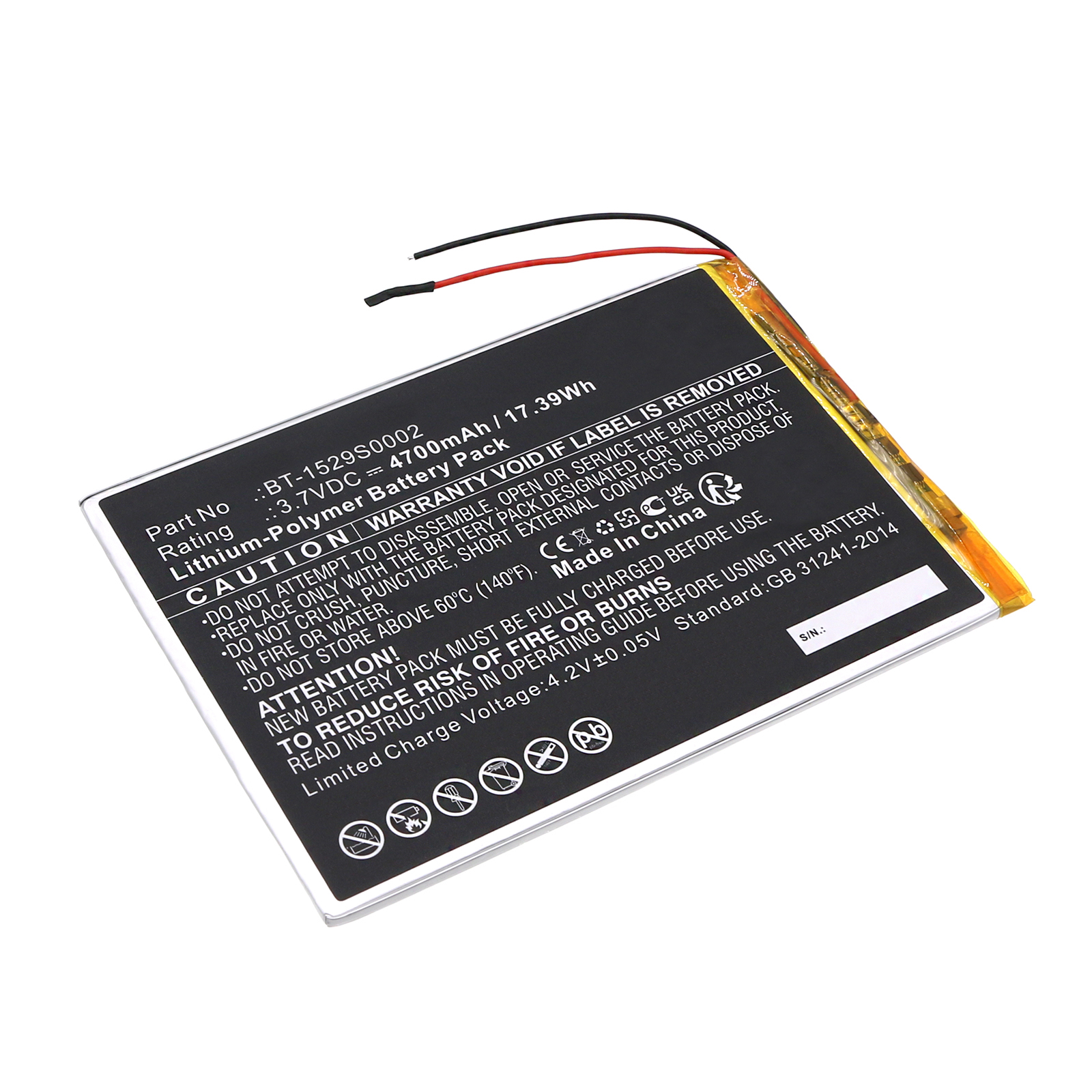 Synergy Digital Tablet Battery, Compatible with Polaroid BT-1529S0002 Tablet Battery (Li-Pol, 3.7V, 4700mAh)