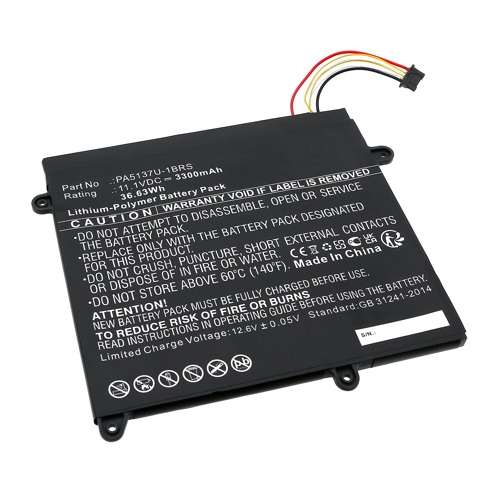 Synergy Digital Tablet Battery, Compatible with Toshiba PA5137U-1BRS Tablet Battery (Li-Pol, 11.1V, 3300mAh)