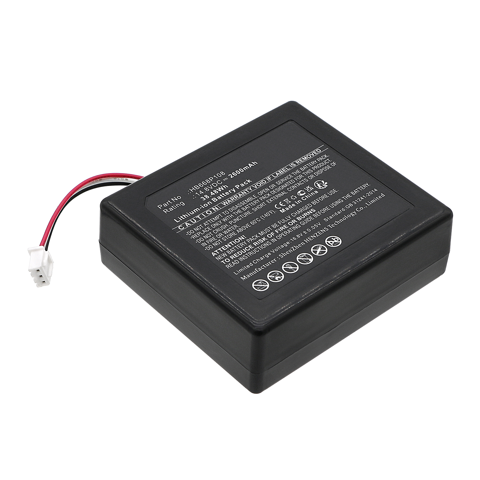 Synergy Digital Vacuum Cleaner Battery, Compatible with HOBOT HB668P108 Vacuum Cleaner Battery (Li-ion, 14.8V, 2600mAh)