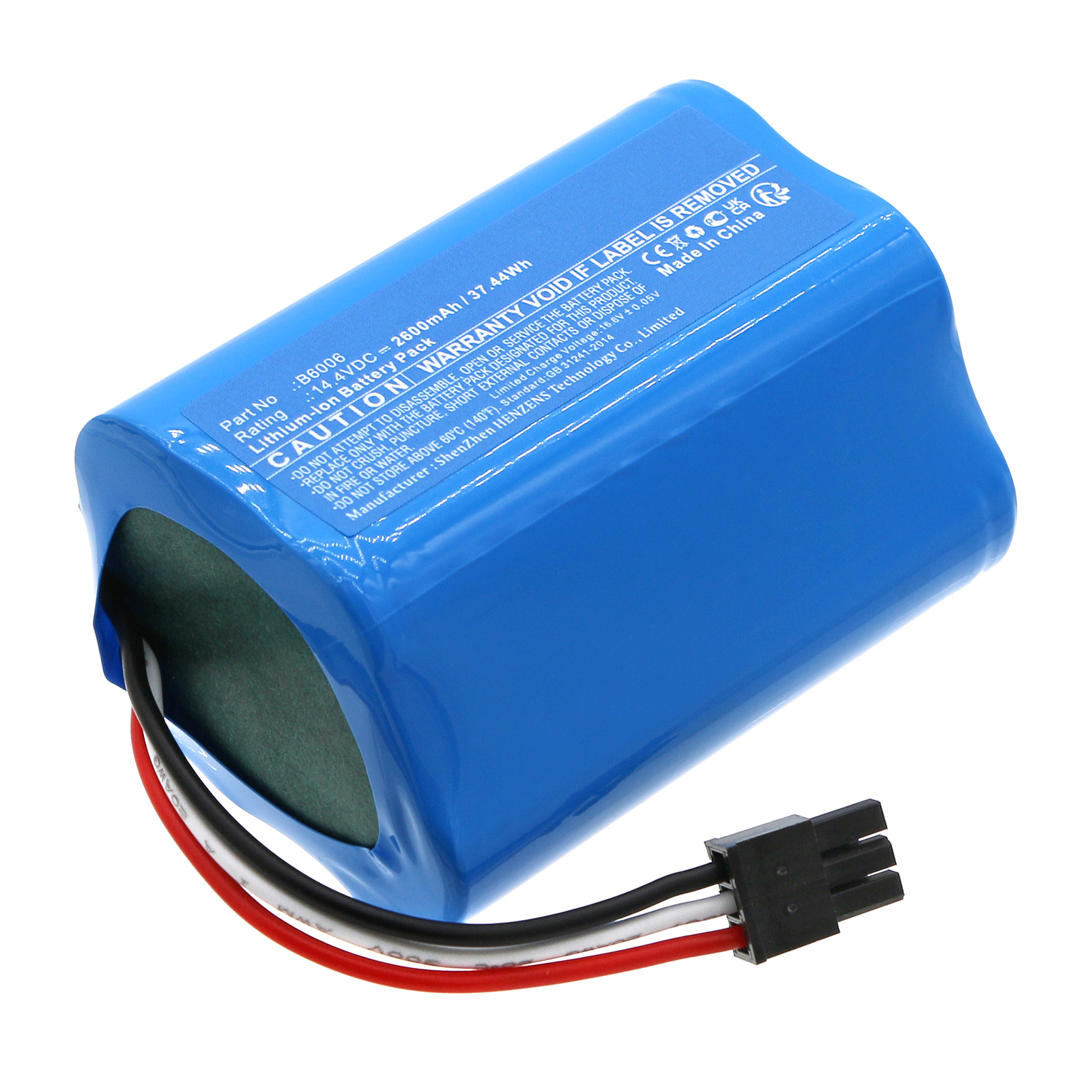 Synergy Digital Vacuum Cleaner Battery, Compatible with Robzone B6006 Vacuum Cleaner Battery (Li-ion, 14.4V, 2600mAh)