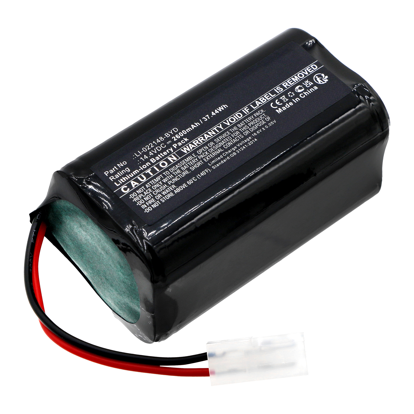 Synergy Digital Vacuum Cleaner Battery, Compatible with RobZone LI-022148-BYD Vacuum Cleaner Battery (Li-ion, 14.4V, 2600mAh)