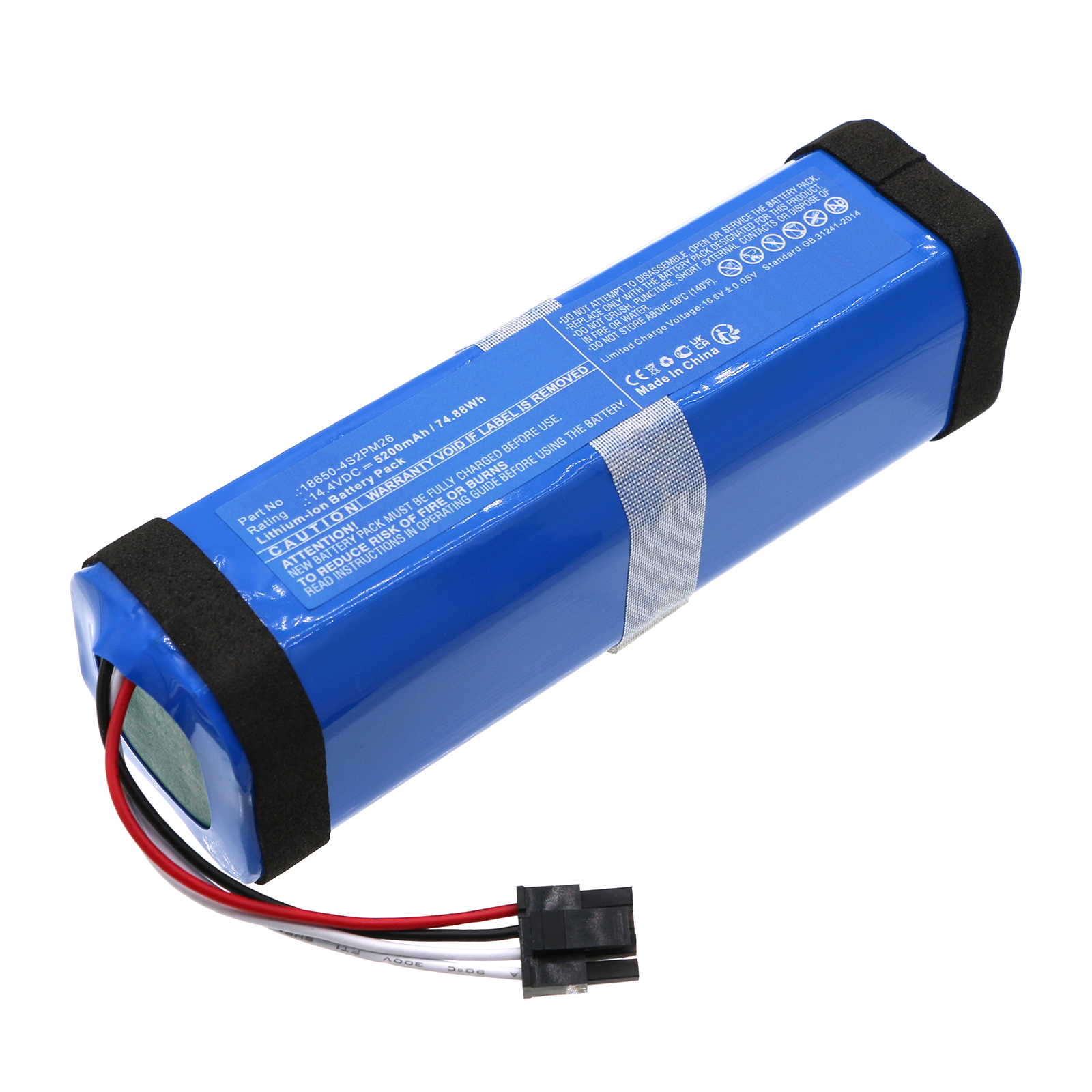 Synergy Digital Vacuum Cleaner Battery, Compatible with Robzone 18650-4S2PM26 Vacuum Cleaner Battery (Li-ion, 14.4V, 5200mAh)