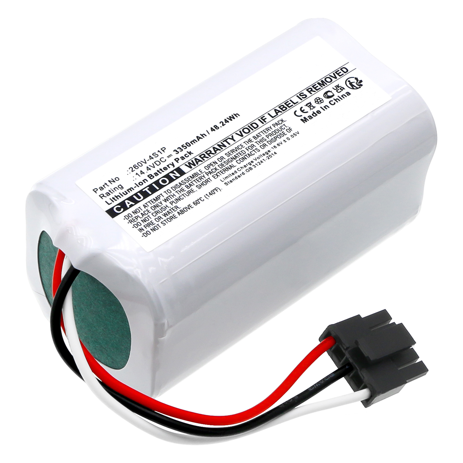 Synergy Digital Vacuum Cleaner Battery, Compatible with Xiaomi 260V-4S1P Vacuum Cleaner Battery (Li-ion, 14.4V, 3350mAh)