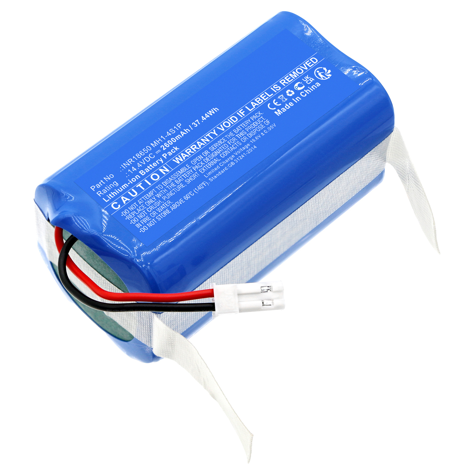 Synergy Digital Vacuum Cleaner Battery, Compatible with CleanMate INR18650 MH1-4S1P Vacuum Cleaner Battery (Li-ion, 14.4V, 2600mAh)