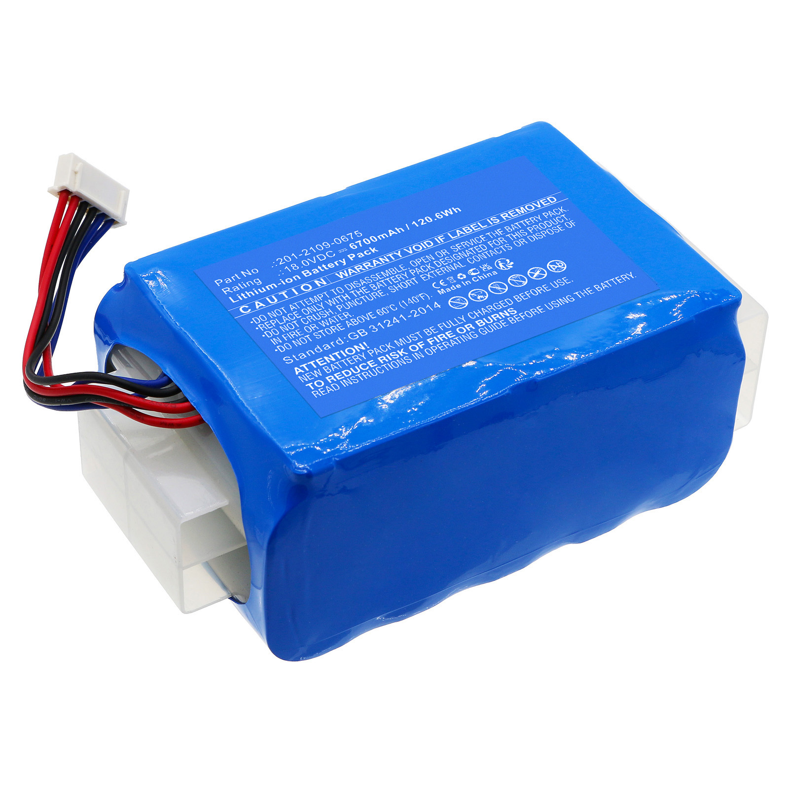 Synergy Digital Vacuum Cleaner Battery, Compatible with Ecovacs 201-2109-0675 Vacuum Cleaner Battery (Li-ion, 18V, 6700mAh)