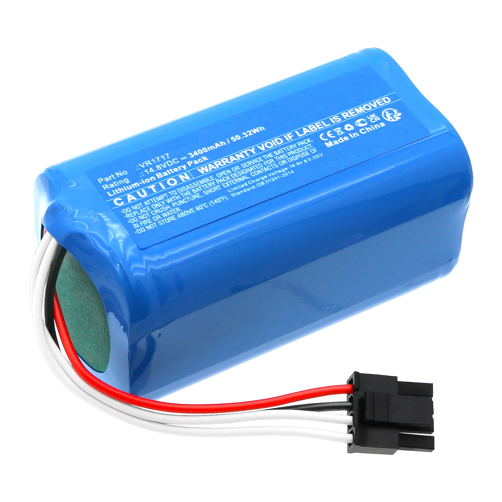 Synergy Digital Vacuum Cleaner Battery, Compatible with Proscenic VR1717 Vacuum Cleaner Battery (Li-ion, 14.8V, 3400mAh)