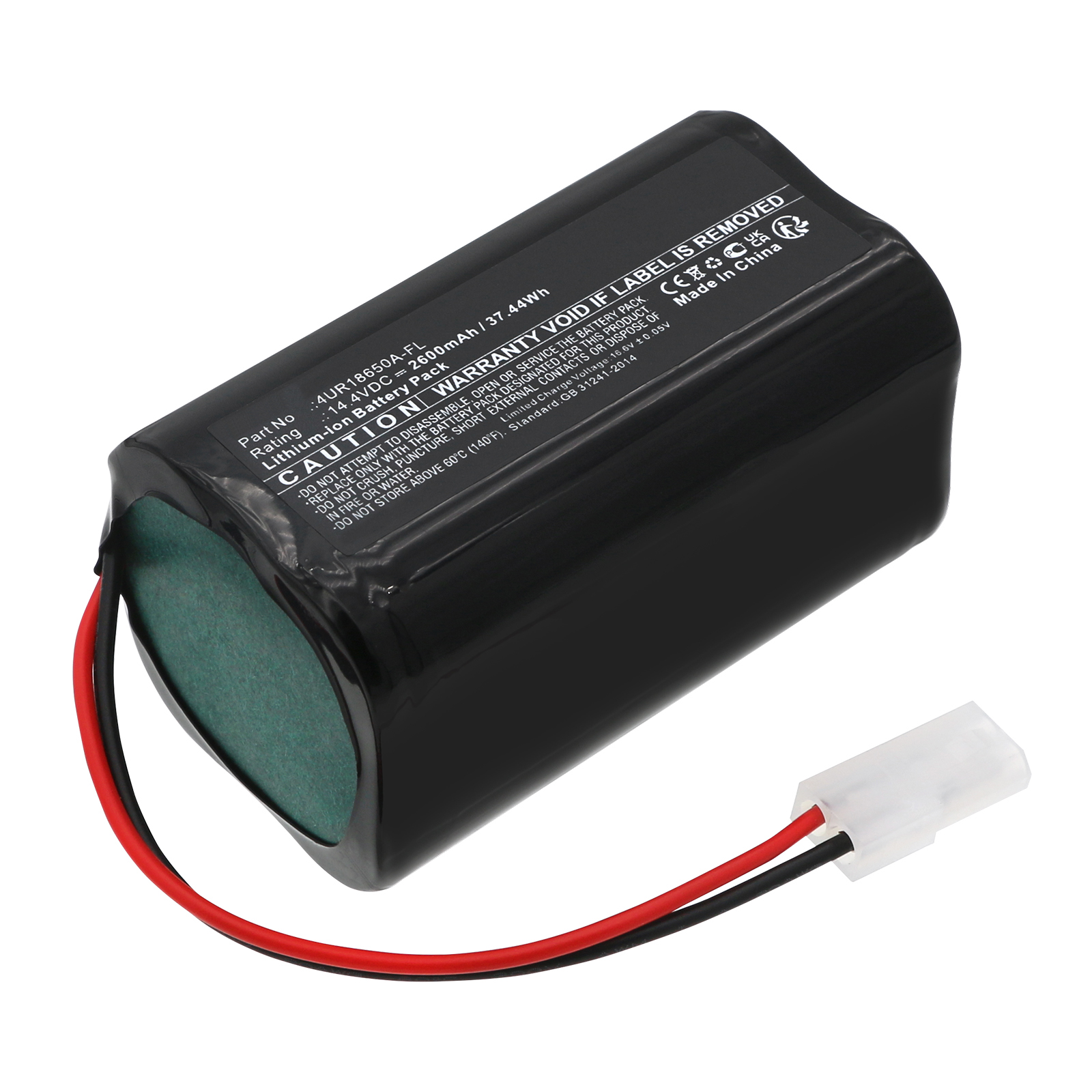 Synergy Digital Vacuum Cleaner Battery, Compatible with Robzone 4UR18650A-FL Vacuum Cleaner Battery (Li-ion, 14.4V, 2600mAh)