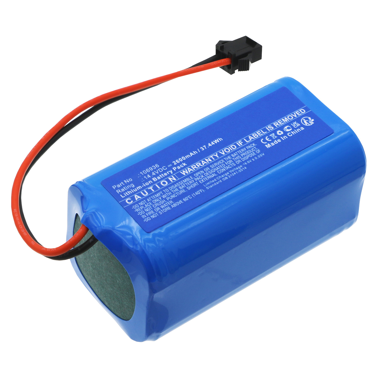 Synergy Digital Vacuum Cleaner Battery, Compatible with Tesla 106936 Vacuum Cleaner Battery (Li-ion, 14.4V, 2600mAh)