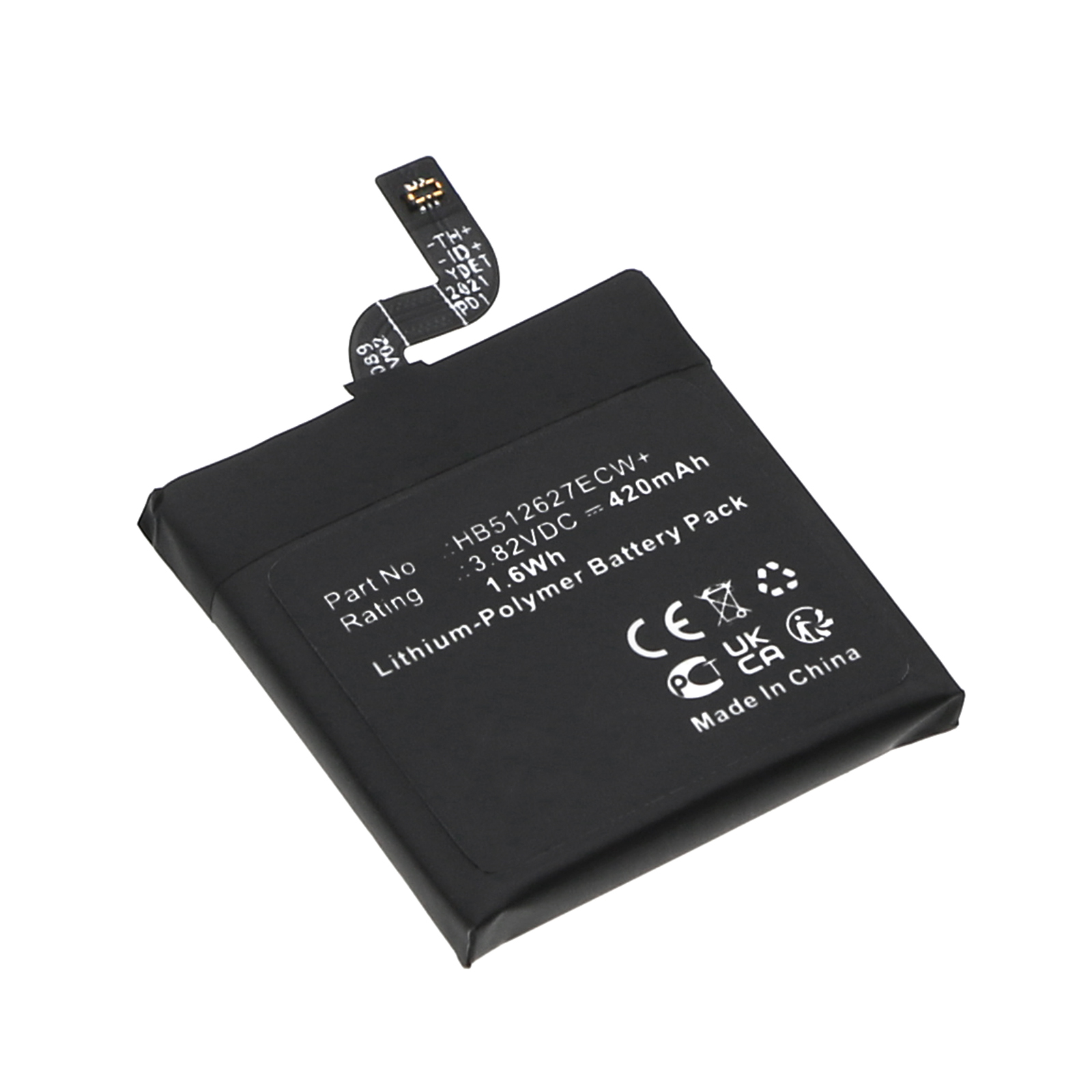 Synergy Digital Smartwatch Battery, Compatible with Huawei HB512627ECW+ Smartwatch Battery (Li-Pol, 3.82V, 420mAh)